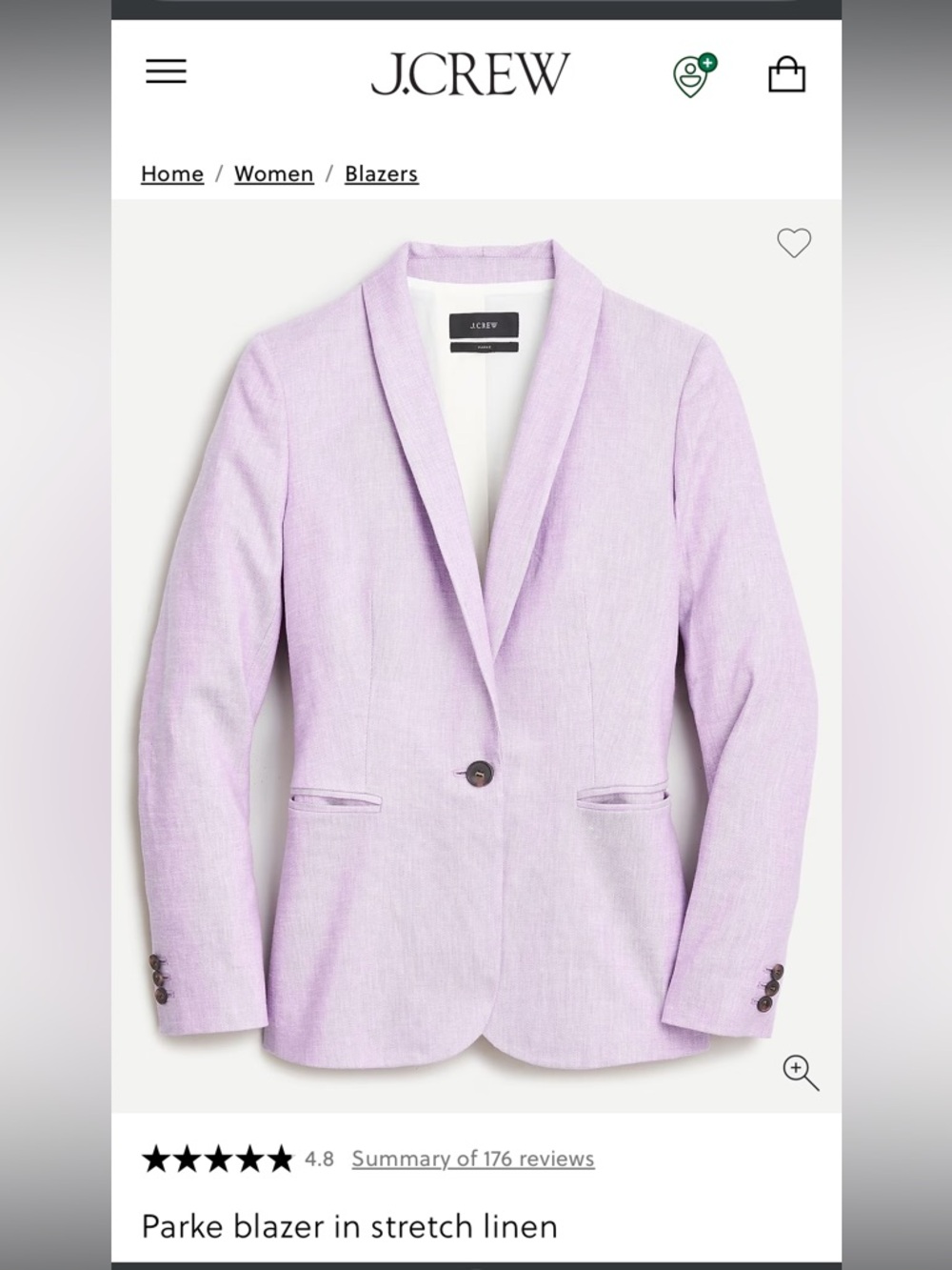 J. Crew Women's White Parke Stretch Line Blazer - Picture 6 of 6